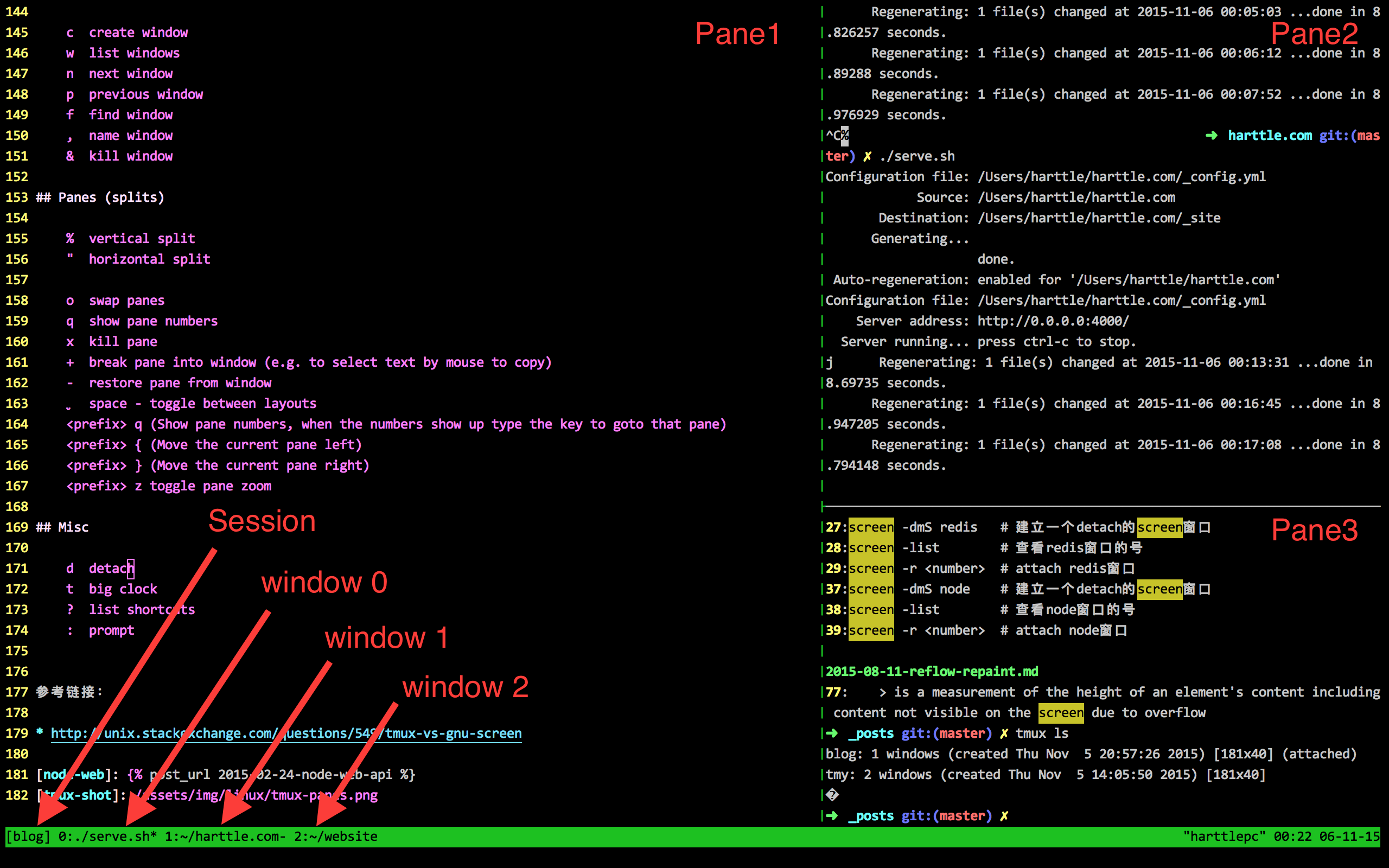 tmux screen shot